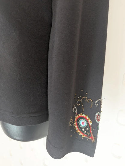 Indigo Moon Beaded Cotton Cardigan Size M