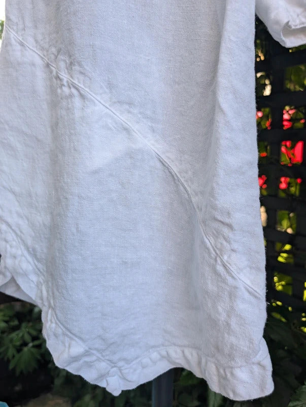 Pure Linen Asymmetric Dress White UK8