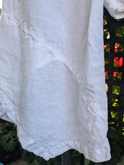 Pure Linen Asymmetric Dress White UK8