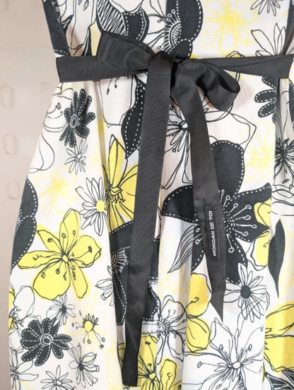 Vintage Morgan De Toi Floral Strapless Dress Yellow Black UK8