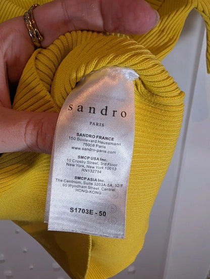 Sandro Paris Bright Yellow Ribbed Ballet Top Size 2 UK10
