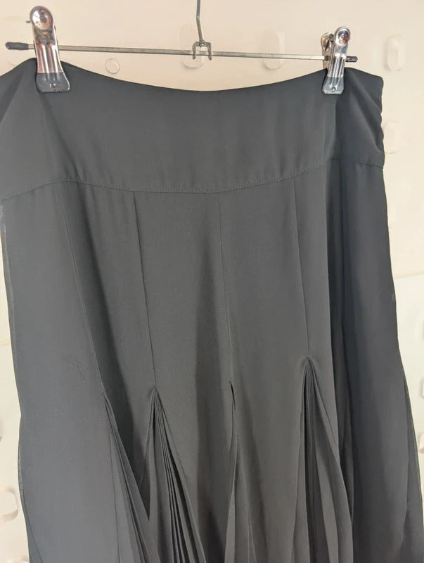 Coast Black Chiffon Godet Pleated Midi Skirt UK8