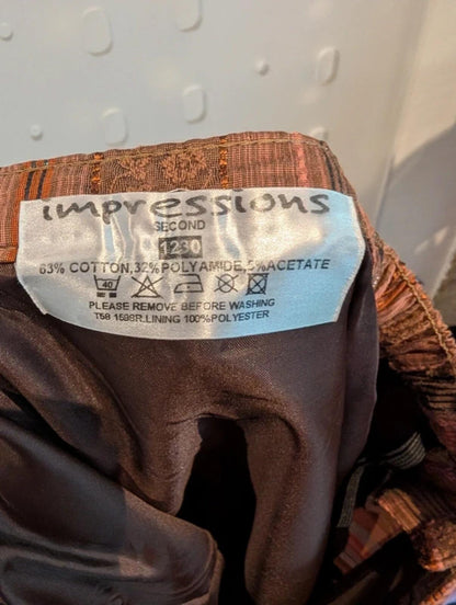 Vintage Impressions Bohemian Godet Midi Skirt Terracotta Rust UK14