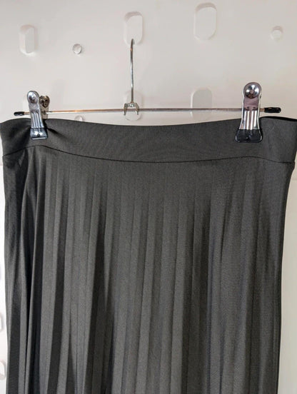 Massimo Dutti Charcoal Grey Pleated Midi Skirt XS 25” Waist Minimal Capsule