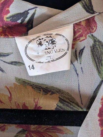 Nightingales 1980s Vintage Tulip Print Viscose Georgette Shirt UK14