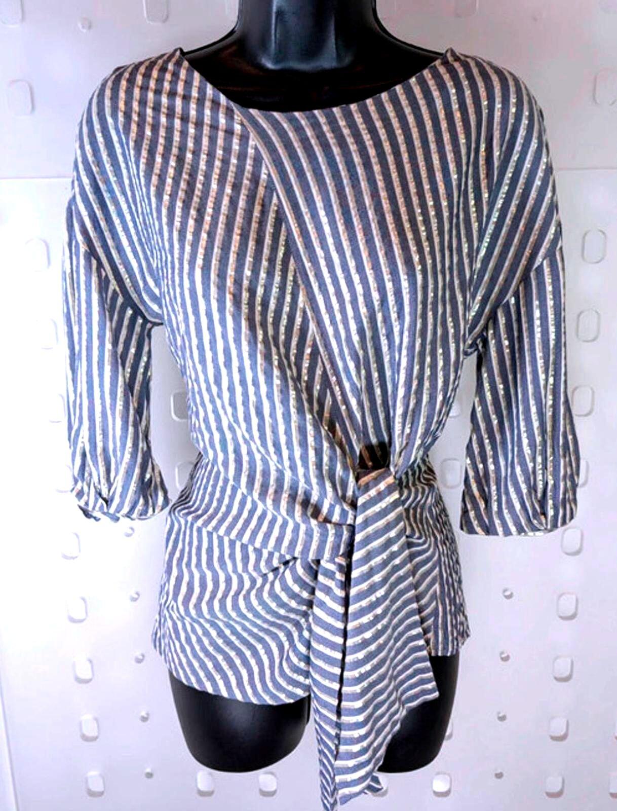 Eva Franco Metallic Tie Front Draped Top – UK 6