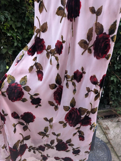 Rare London Burnout Velvet Rose Maxi Dress UK8
