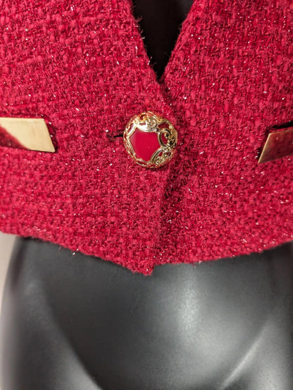 Mangano Cropped Bouclé Jacket – IT42 (UK 10) Gold Detail