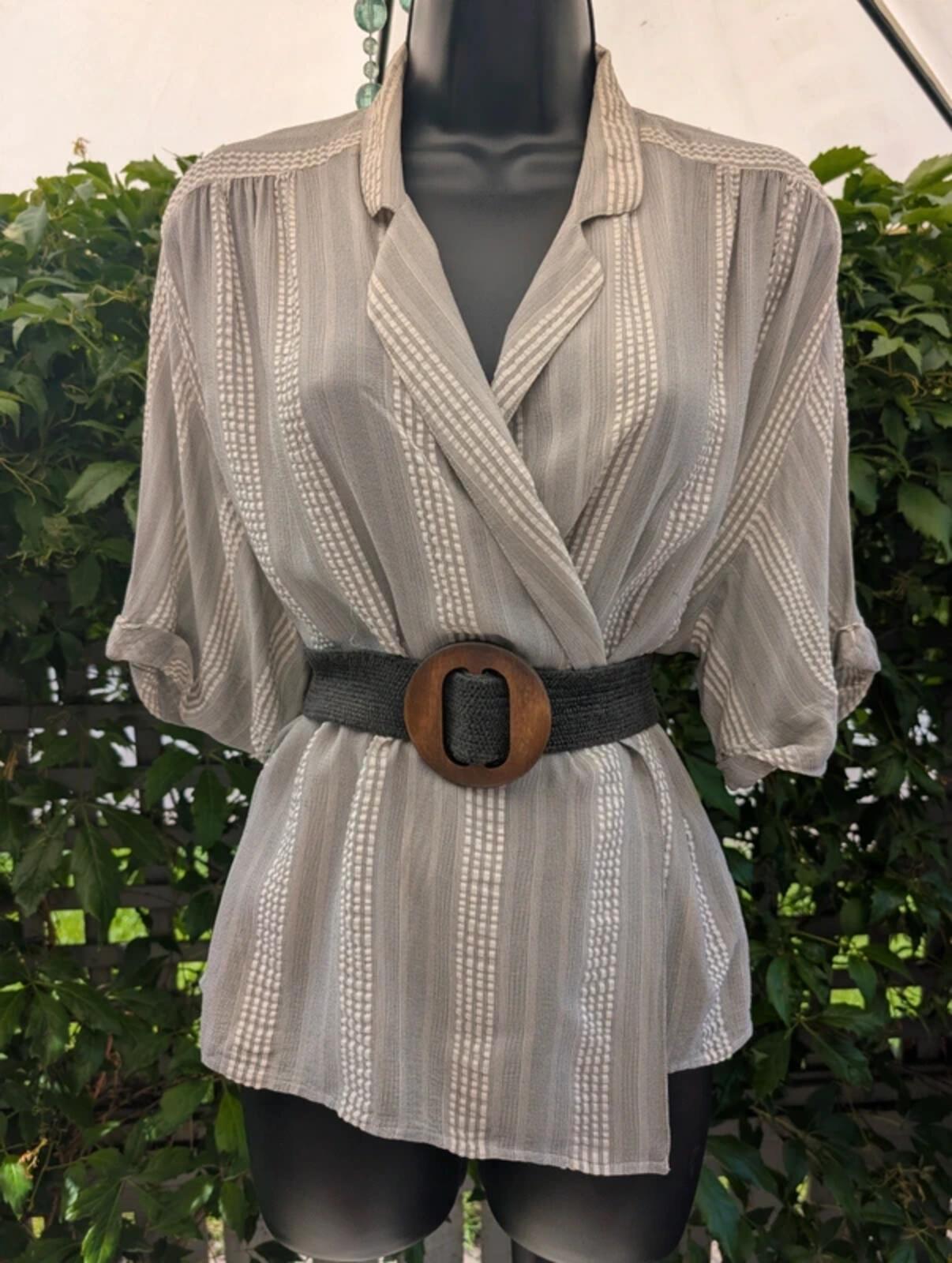 Max Mara Silk Safari Blouse Made In Italy UK14