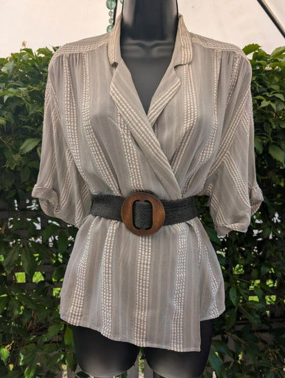 Max Mara Silk Safari Blouse Made In Italy UK14