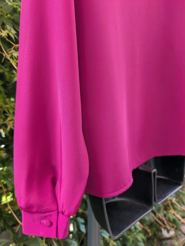 Vintage Foxy Lady Cerise Pink Blouse Made in UK UK14