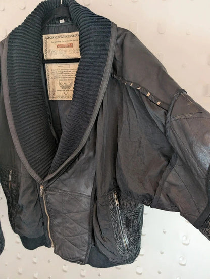 On The Road Oversized Mixed Media Biker Jacket L