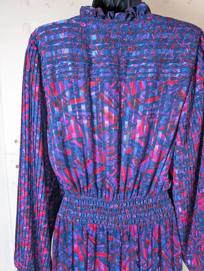 Vintage 70s Kanga Collection by Dale Tryon Maxi Dress – Pink & Purple Print – M