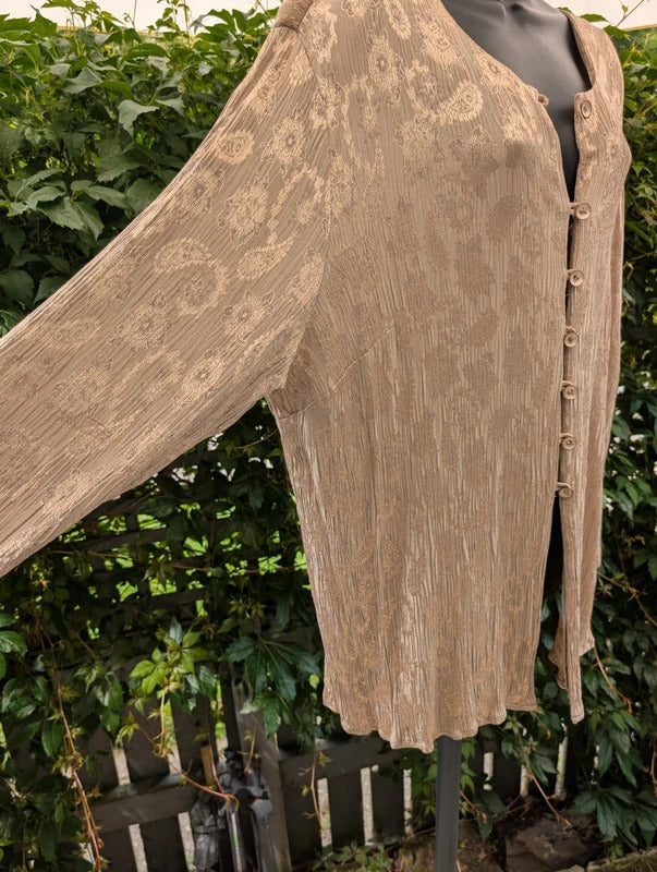 Profiles Plus Size Textured Floral Blouse Jacket Gold UK30