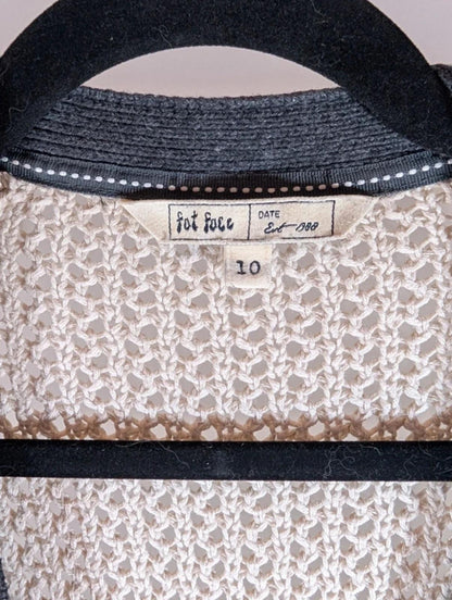 Fat Face Crochet Ombre Cardigan UK10 Cotton Blend Button Through Longline