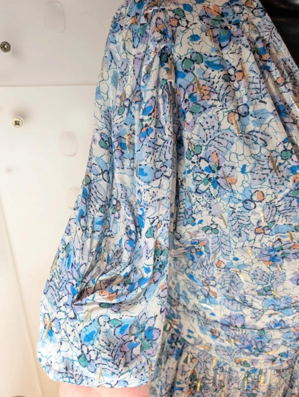 Suncoo Robe Cira Metallic Thread Dress T1 Ruched Waist Layered Skirt