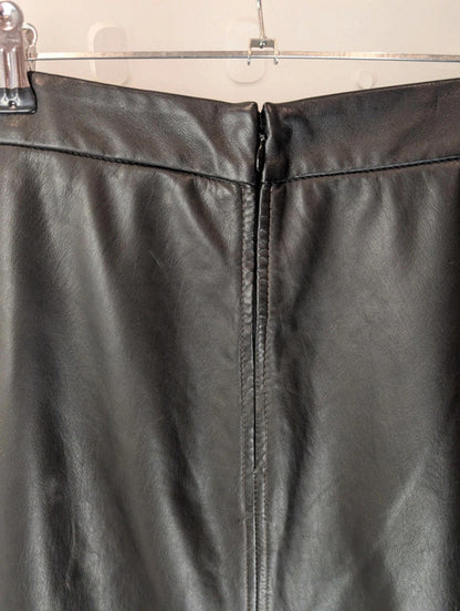 GAP Black Real Leather Midi Skirt – Size 8