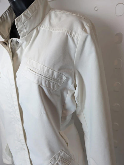 Max & Co White Utility Jacket UK14 Zip & Popper Belted Style Vintage