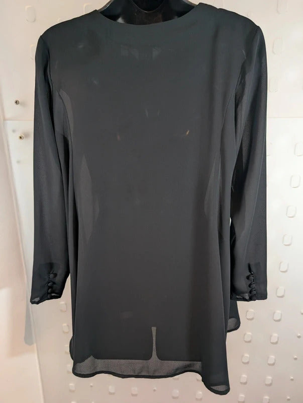 Vintage 90s Next Originals Sheer Black Longline Shirt UK8