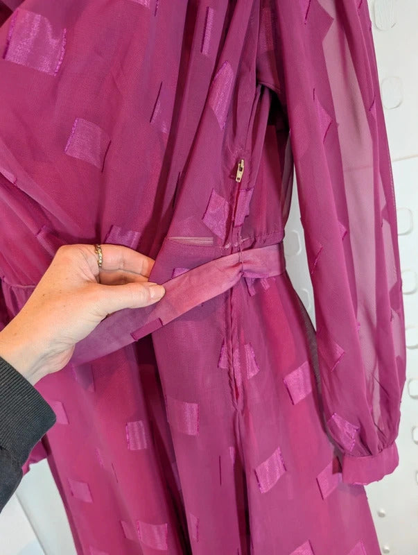 Vintage 80s Modex Žilina Pink Cowl Neck Belted Dress