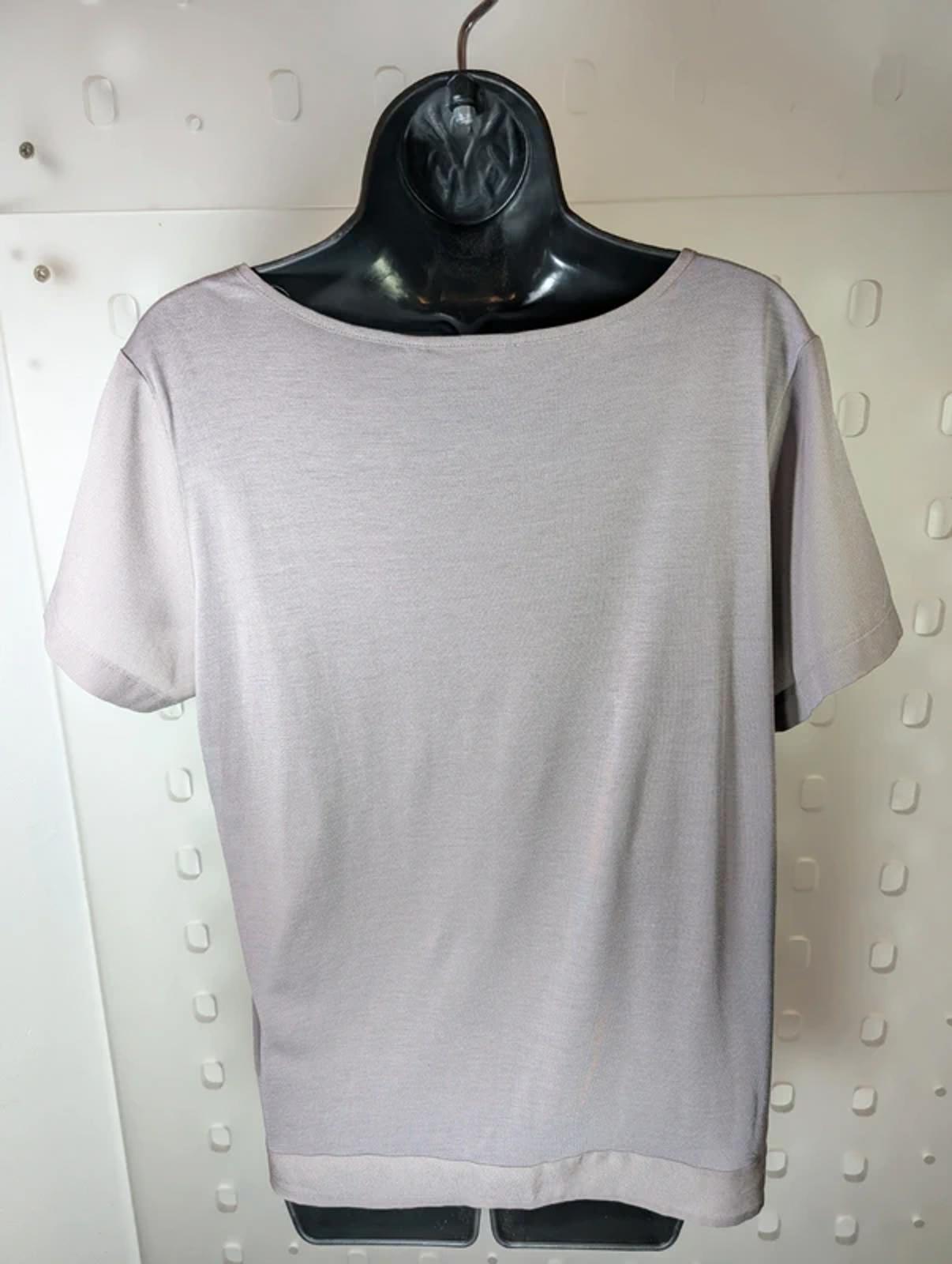 French Connection taupe mixed-fabric T-shirt with pocket large