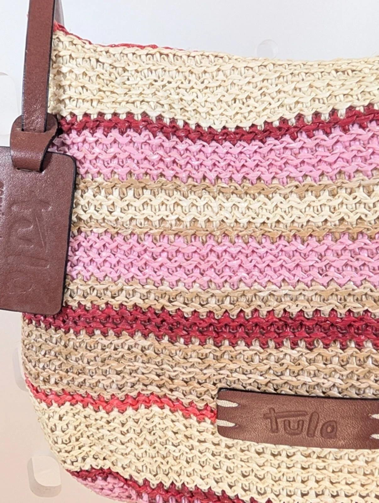 Tula Rattan Crossbody Bag Leather Trim Woven Summer Holiday Boho