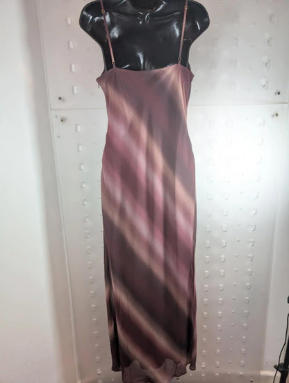 Pretty Lavish Ombre Maxi Slip Dress Burgundy UK12