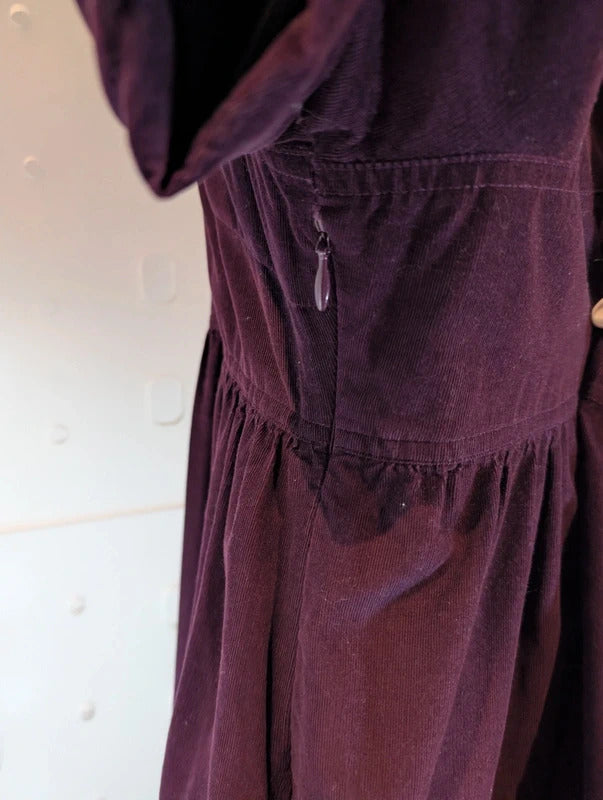 DKNY Aubergine Needle Cord Empire Dress Size 12