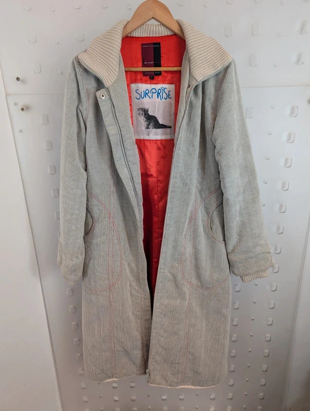 St-Martins Scandinavian Padded Long Coat Size S Surprise Cat Lining