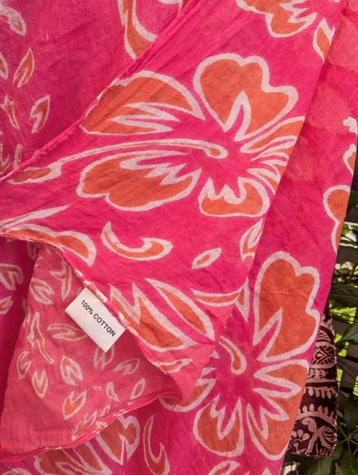 Bundle of 2 Cotton Sarongs Wrap Skirts Pink Festival Beach
