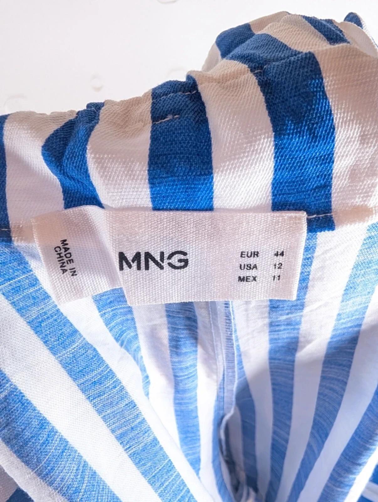 Mango blue & white striped paperbag waist shorts UK16