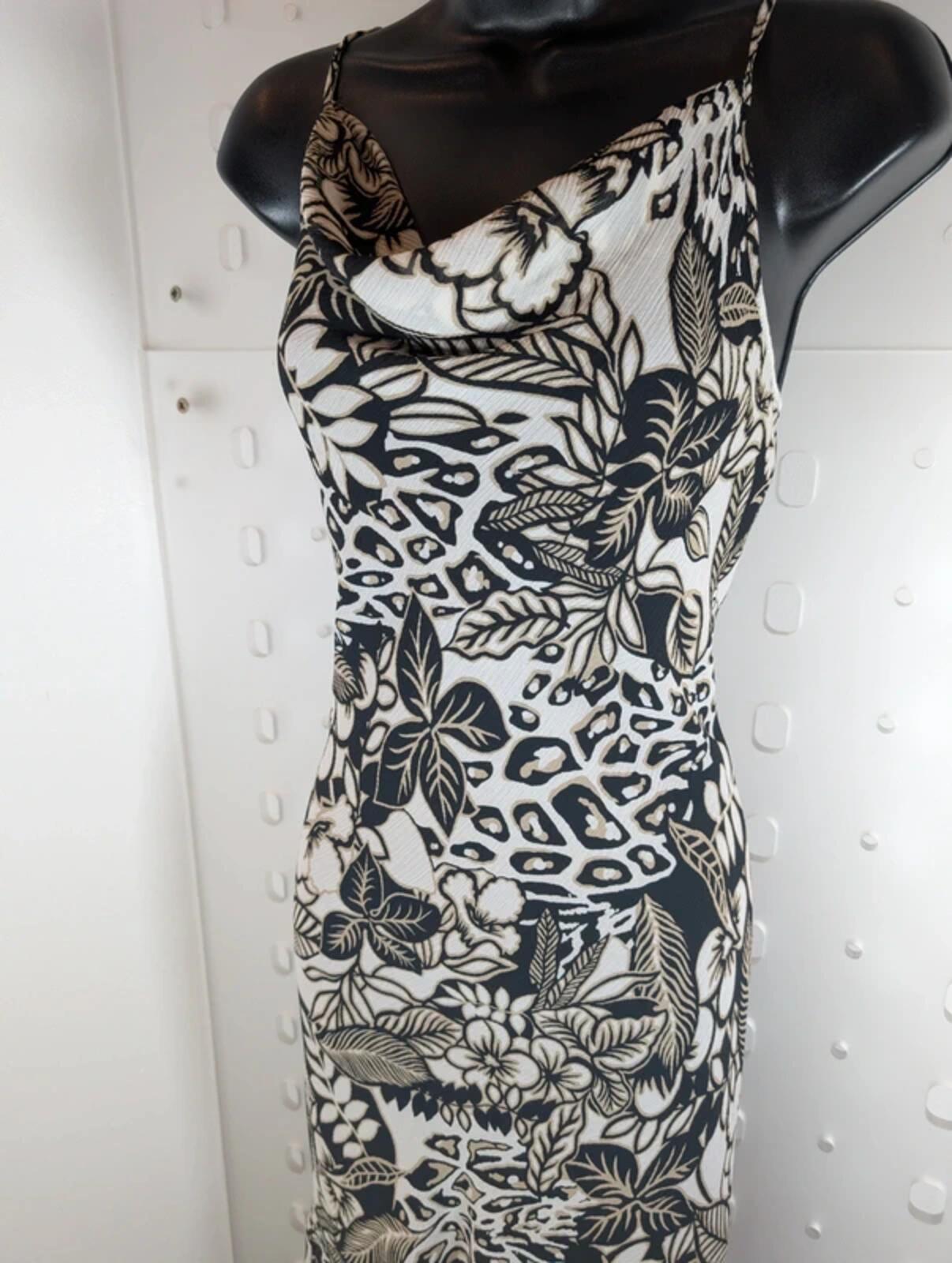 Bella Moda bias cut animal print slip dress UK12.