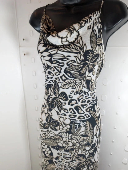 Bella Moda bias cut animal print slip dress UK12.