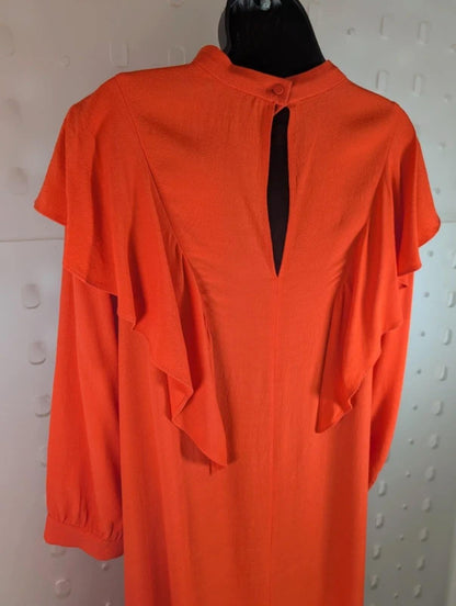 & Other Stories Frill Neck Midi Dress Orange NWT UK8