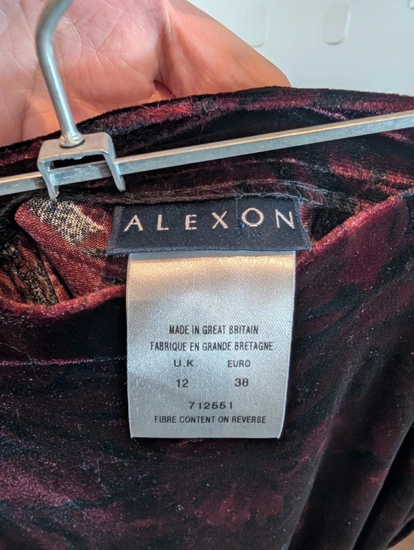 Vintage Alexon Burgundy Velvet Maxi Skirt UK10/12 Made in Great Britain