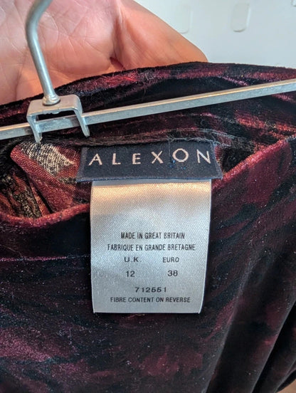 Vintage Alexon Burgundy Velvet Maxi Skirt UK10/12 Made in Great Britain