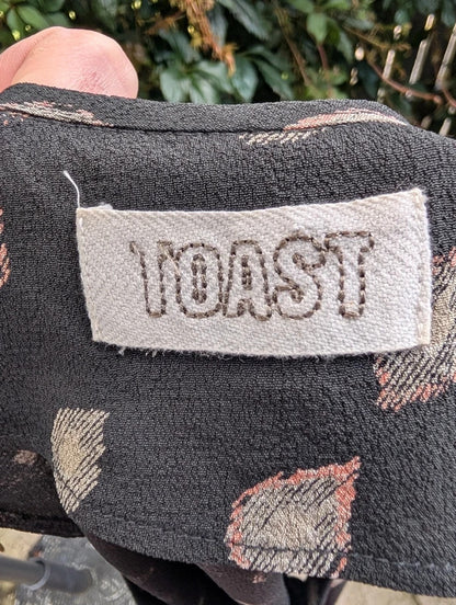 Toast Dark Forest Grey Green Flared T Shirt Top UK14