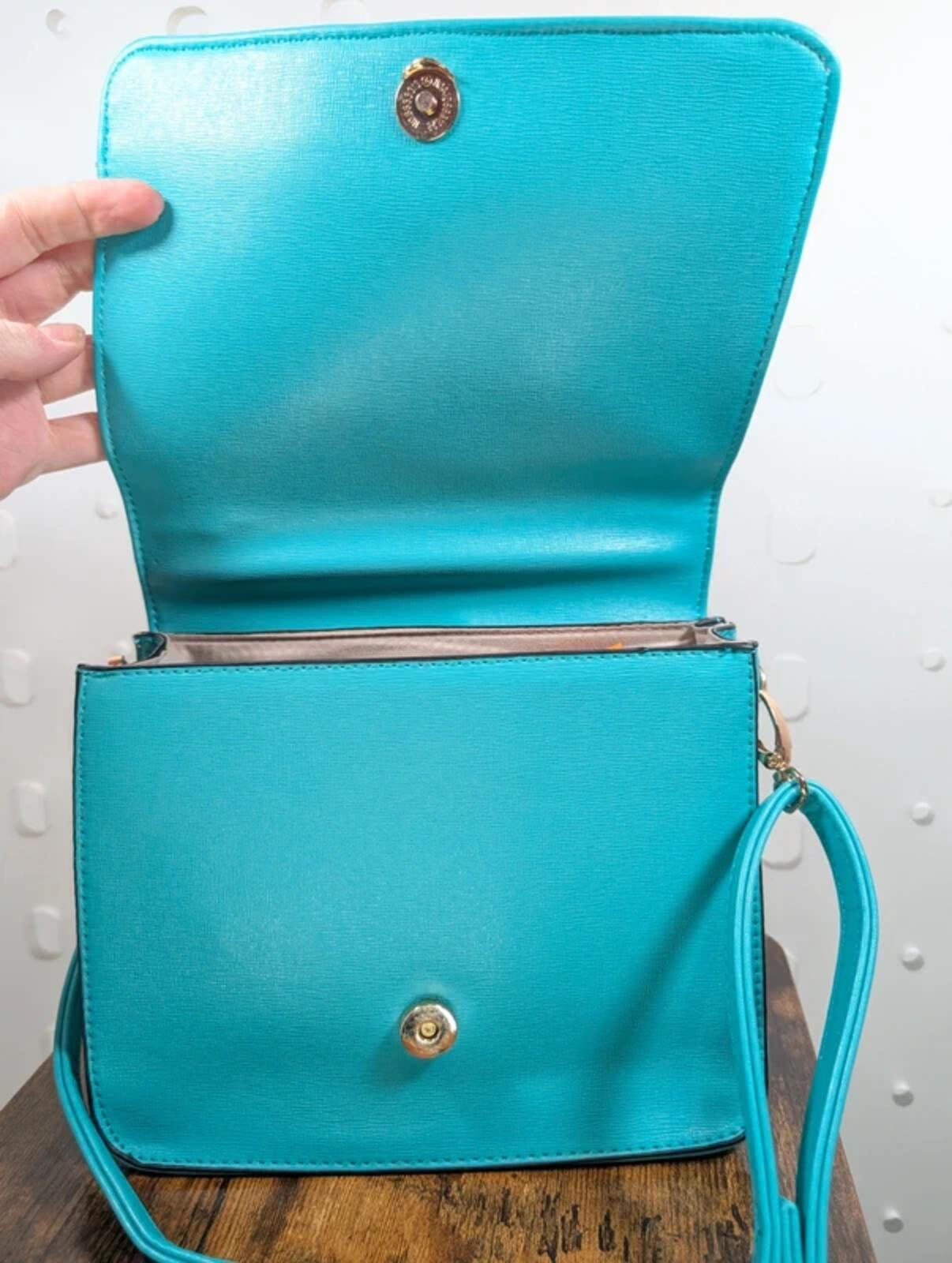 Pavers Teal Structured Box Handbag Unused With Dust Bag