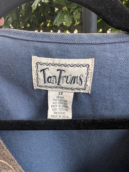 TanTrums Vintage Embroidered Cotton Waistcoat Made in India XL