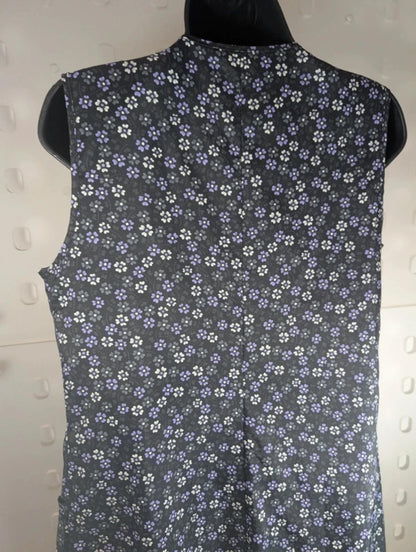 1970s vintage Castille France purple ditsy pinafore dress S