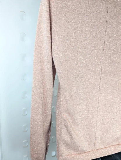 Whistles Pink Metallic Knit Jumper UK 12 Relaxed Fit Lightweight Sparkle