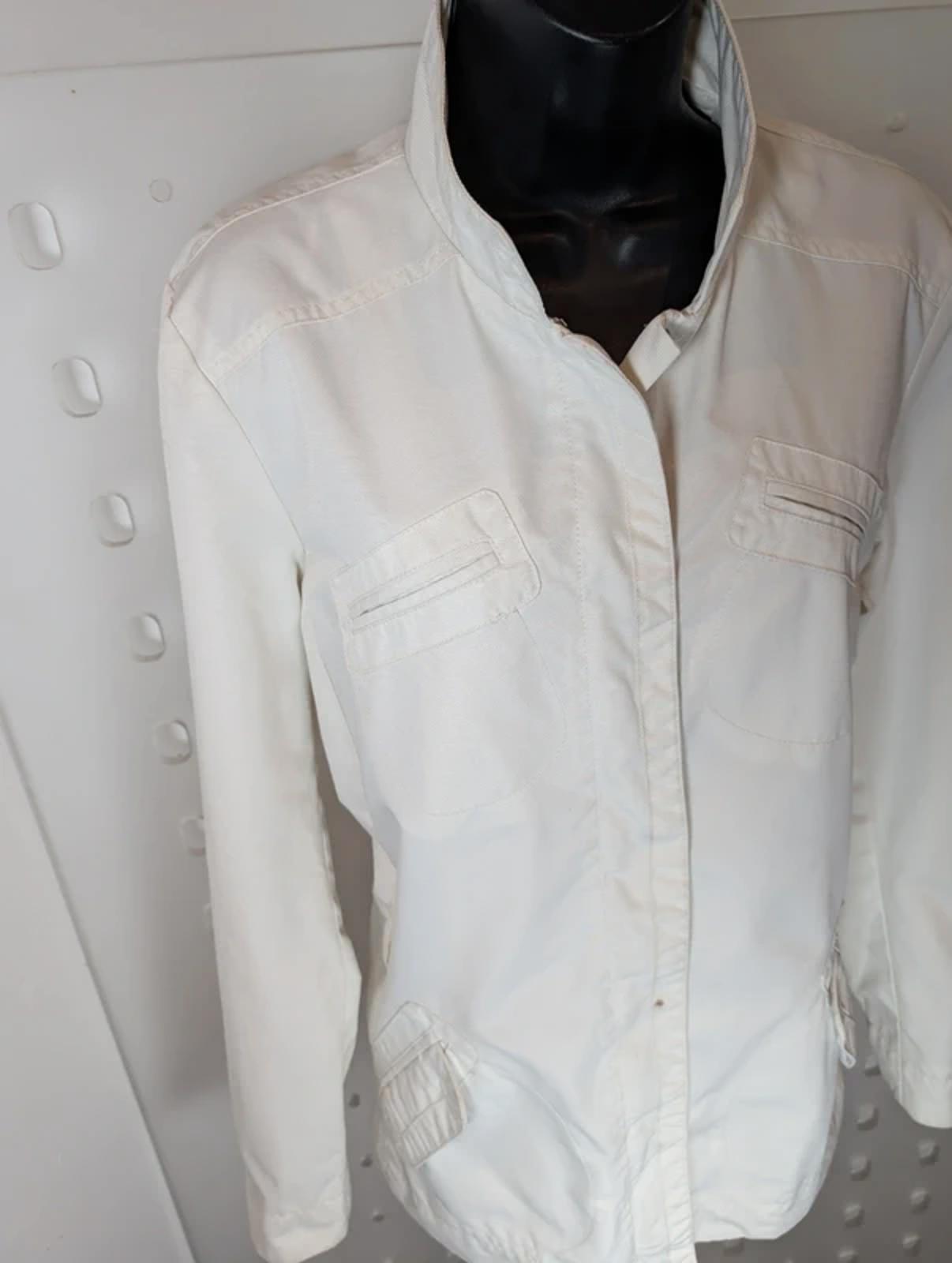 Max & Co White Utility Jacket UK14 Zip & Popper Belted Style Vintage