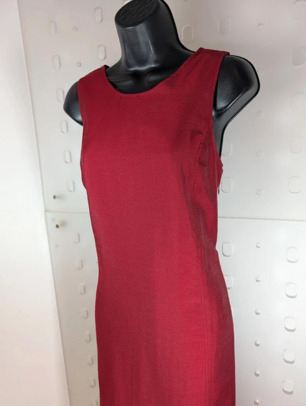 Vintage Elysio Florence ruby red taffeta midi dress UK12
