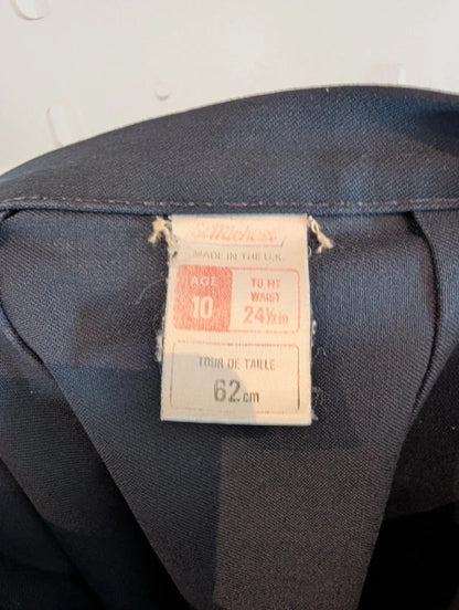 Vintage St Michael Navy Pleated Skirt 25" Waist Made in UK