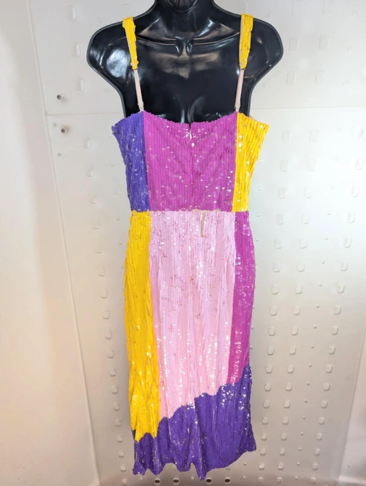 Lace & Beads Alicia Sequin Colour Block Midaxi Dress UK14 Party Occasion