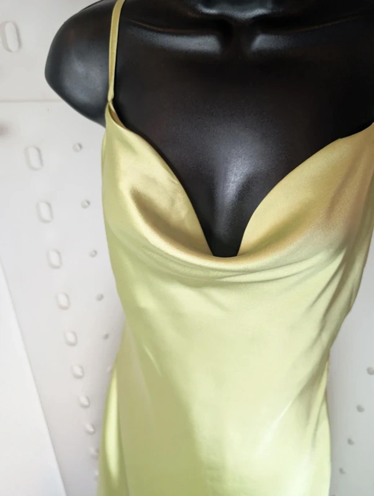 Hollister Satin Bias Cut Slip Dress - Lime Green - S Regular