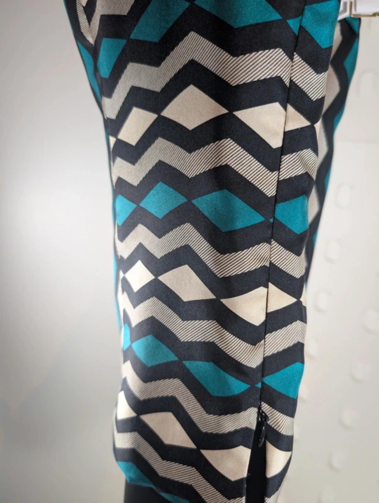 Milly New York Silk Geometric Print Top Made In USA UK8