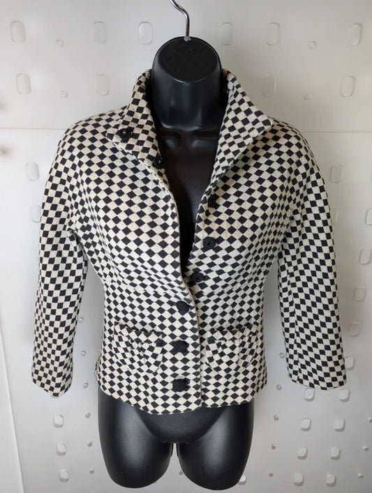 Pringle of Scotland Cropped Wool Blend Jacket UK 8 Petite Made in Italy Tailored