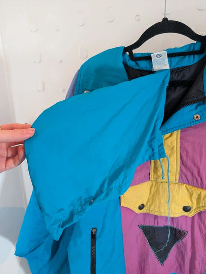Vintage C&A Rodeo Colour Block Shell Jacket Small 80s 90s