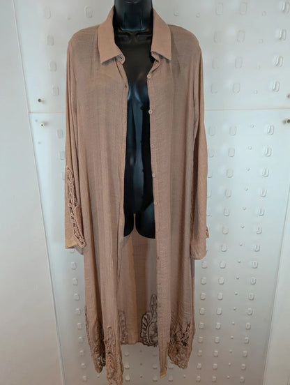 BluIvy Boho Crochet Long Shirt Dress Size L